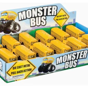 Monster School Bus, Pull Back Action, Die-Cast
