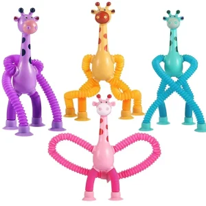 Bendable Giraffe Figures, Telescopic Suction Cup Toy, Fidget Tubes Sensory Toys