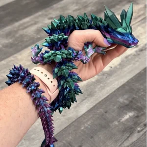 Crystal Dragon, 3D Printed Flexible Articulated Dragon, Fidget Toys for Autism/ADHD, Anxiety