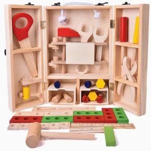 Montessori-Inspired 43 Pcs Wooden Toy Tool Box Set For Kids