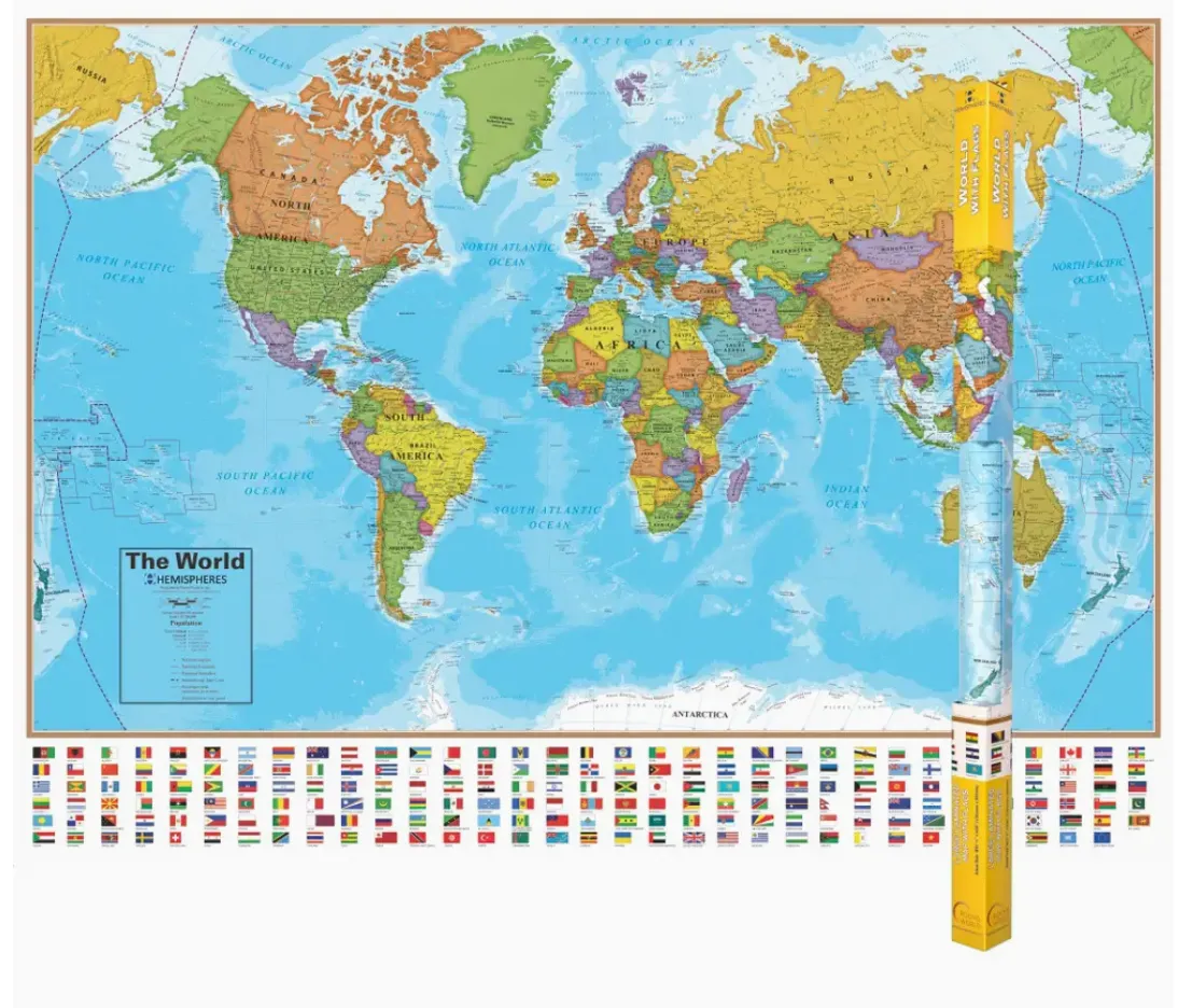 Blue Ocean Series World Wall Map