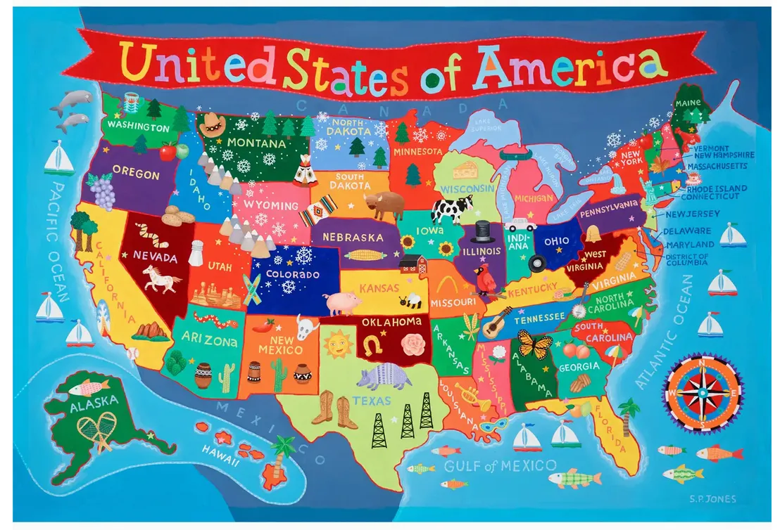 Kid's United States Wall Map Laminated